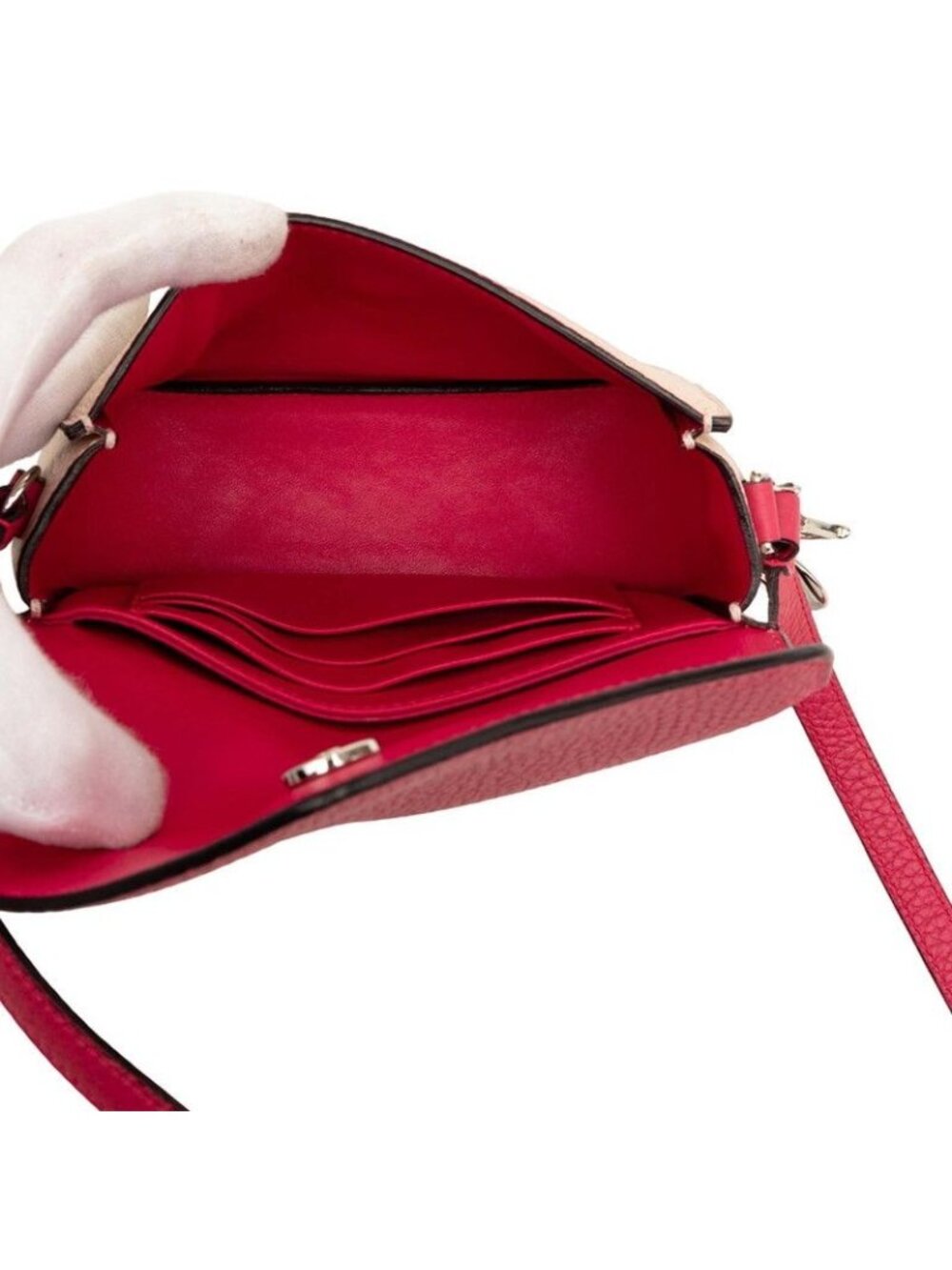 Diorissimo Promenade Envelope Crossbody Shoulder Bag Beige Pink Leather - Picture 4 of 6